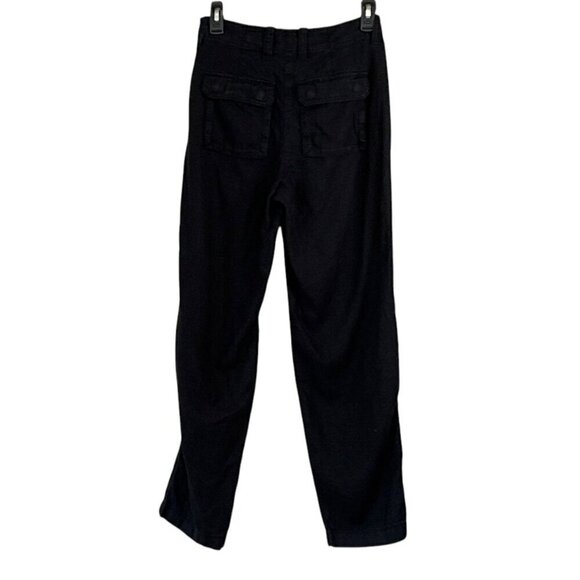 J. Crew Women's Black Linen Blend Tapered Leg Pockets Cargo Pants Size 0 - Picture 2 of 8
